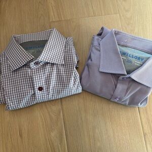 Twillory Shirt Men 17 34/35 Button Up Long Sleeve Stretch Performance Lot Of 2